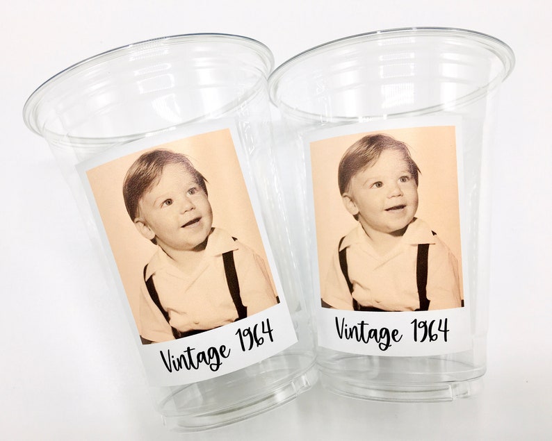 Custom plastic cups, personalized Party cups, Personalized 60th Birthday, Custom face Cups, Custom face party decorations, Vintage 60th image 8