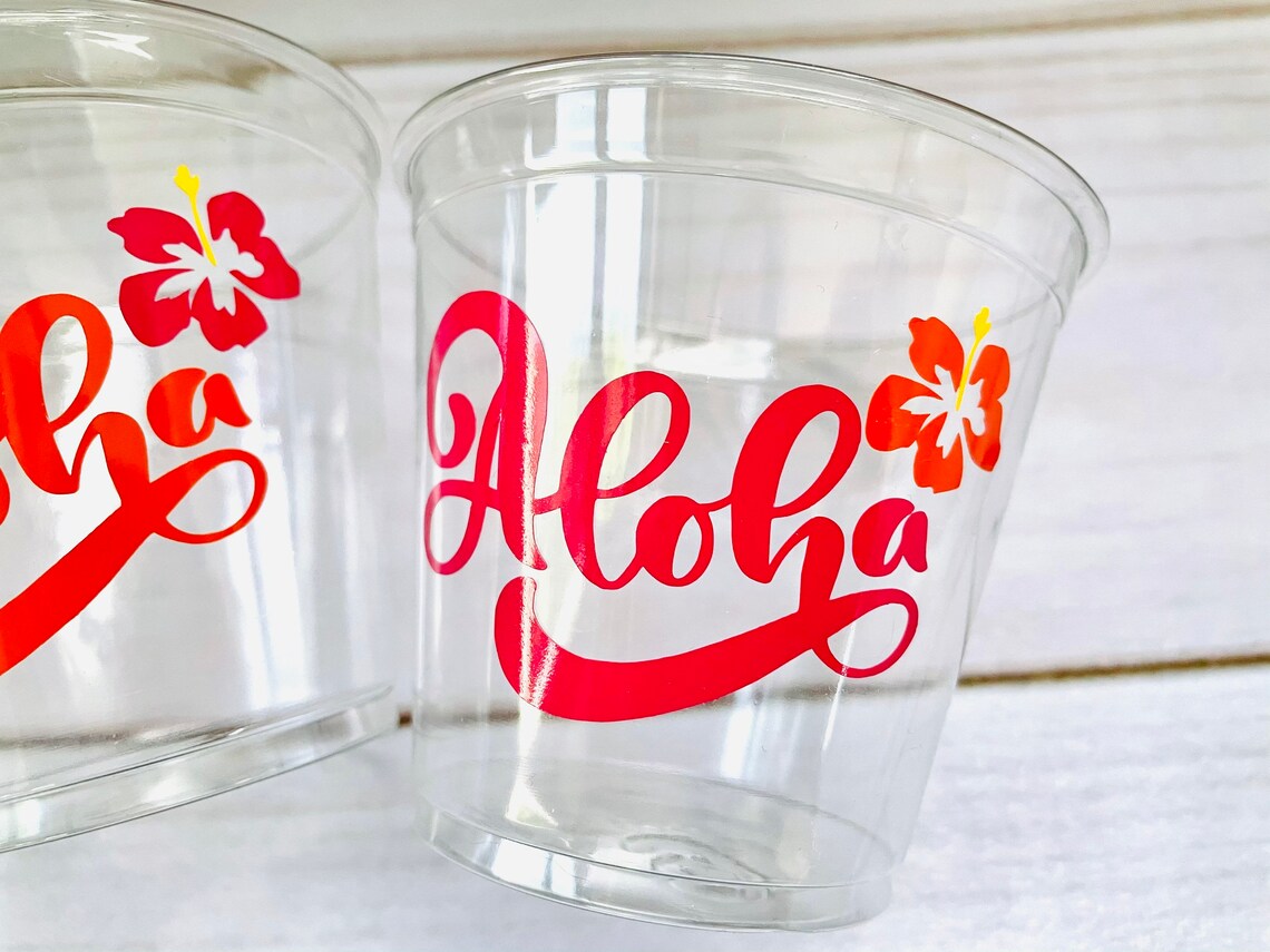 Aloha Cups Luau Party Cups Luau Cups Luau Party Decorations Etsy