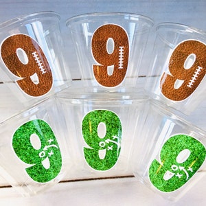 Football Party Cups - Small 9oz Football Cups, Football Party Decorations Football Baby Shower, Tailgate Party