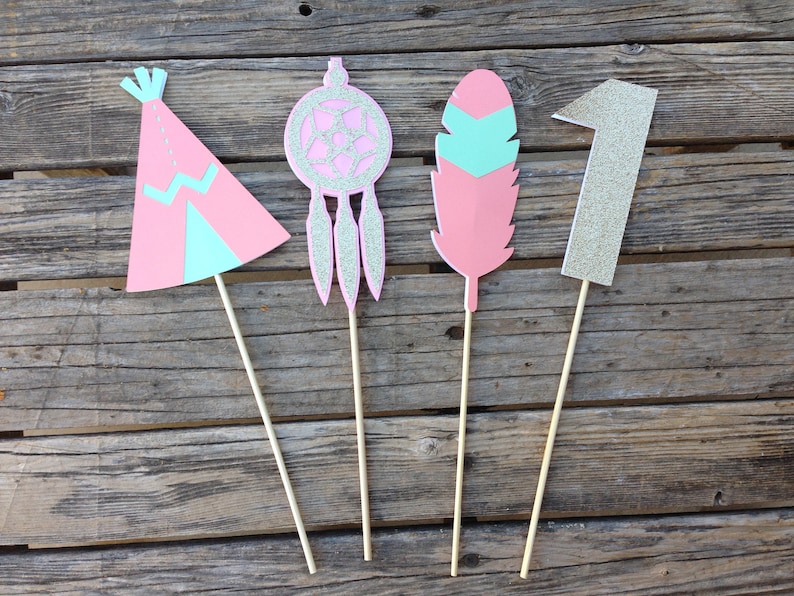 Tribal Party Center Pieces Tribal Center Pieces Tribal Birthday Decorations Teepee Party Happy Birthday Tribal Party Decorations