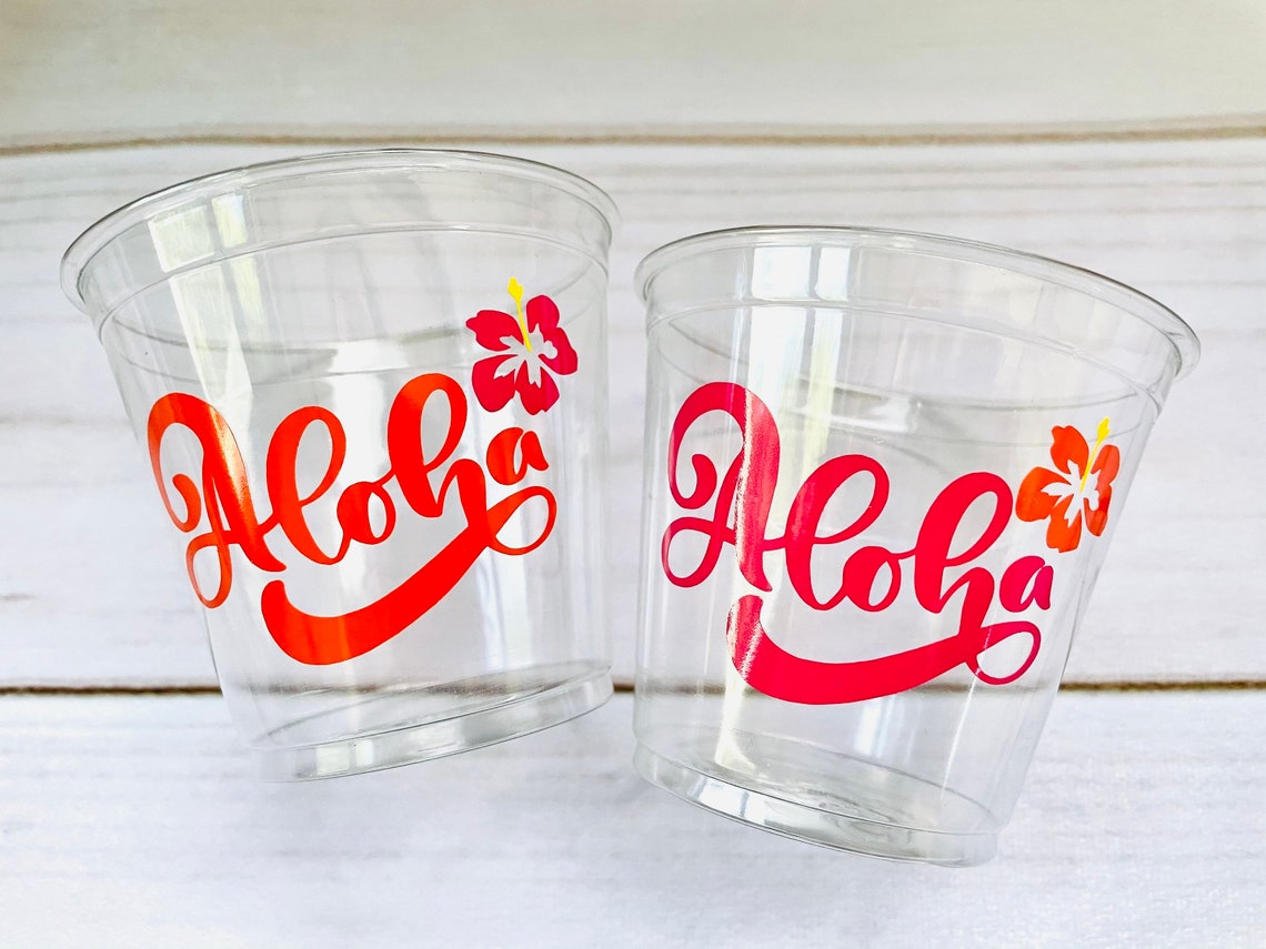 Aloha Cups Luau Party Cups Luau Cups Luau Party Decorations Etsy