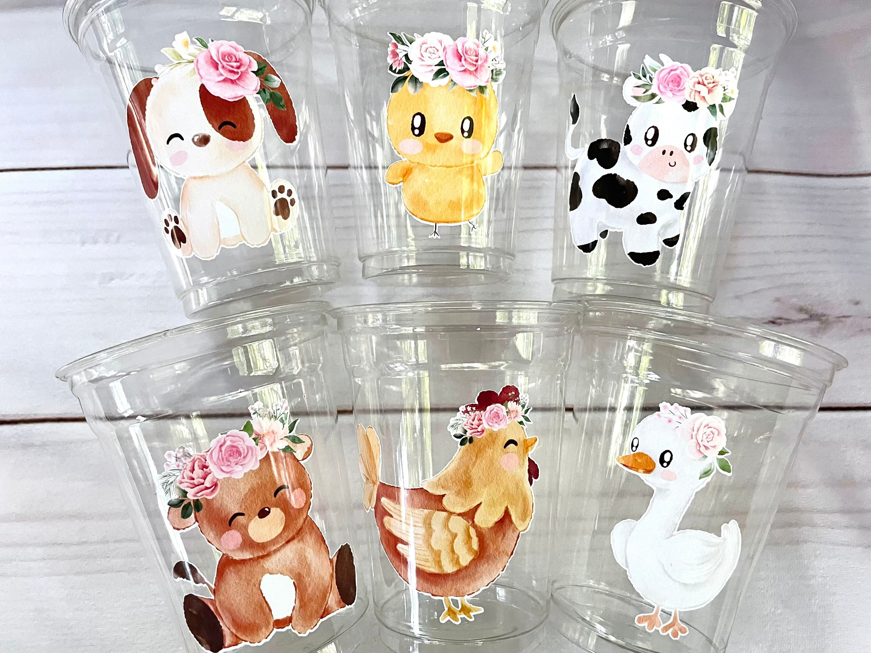 Girl Farm Party Cups Farm Animal Cups Barnyard Party Farm Birthday Decorations