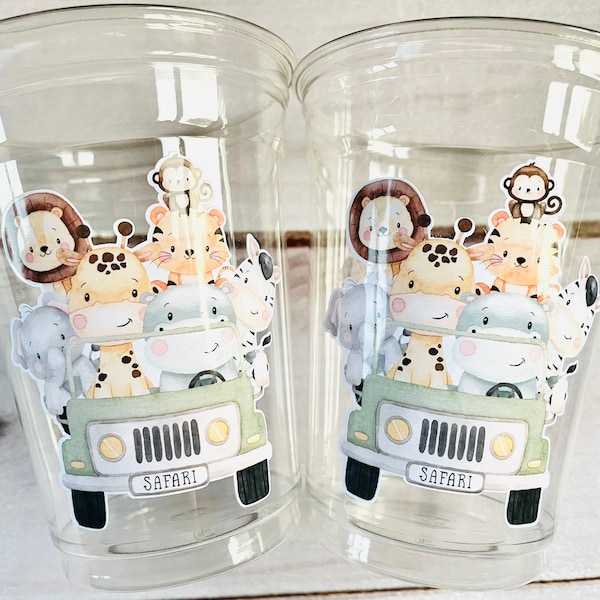 Safari Party Cups - Safari Jungle Baby Shower Party Cups, Safari Decorations, Safari Baby Shower Decorations