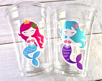 Mermaid Party Cups - mermaid birthday party, mermaid baby shower, mermaid first birthday girl mermaid party decorations birthday decorations