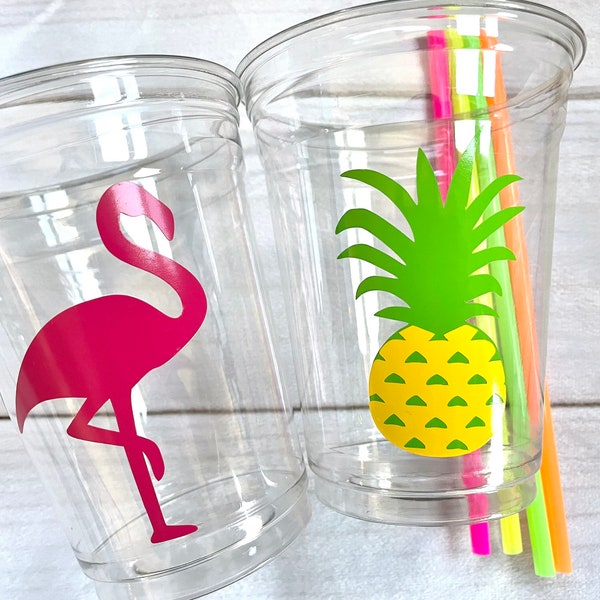Luau Party Cups – Tropical Summer Decorations, 16oz