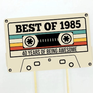 40th Birthday, 40th birthday cake topper, best of 1985, 40th for him, 40th birthday party decorations, 40th Cassette Cake Topper