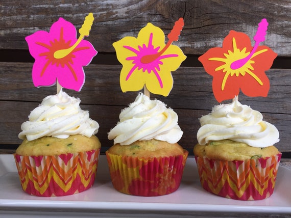 Luau Party Cupcake Toppers Luau Cupcake Toppers Luau Party Etsy