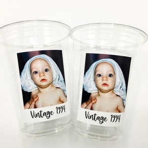 Custom plastic cups, Personalized Party cups, Personalized 30th Birthday, Custom face Cups, Custom face party decorations, Vintage 30th image 8