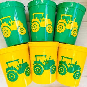 Green Tractor Party Cups Tractor Reusable Cups Green Tractor Party Farm  Birthday Decorations Farm Party Decorations Tractor Baby Shower