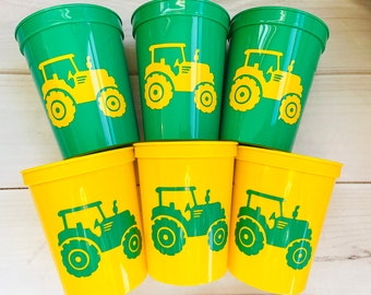 Green Tractor Party Cups Tractor Reusable Cups Green Tractor Party Farm  Birthday Decorations Farm Party Decorations Tractor Baby Shower