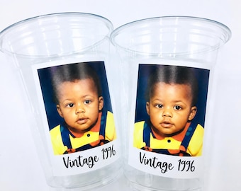 Custom Face Party Cups, Personalized 30th Birthday, Photo Cups