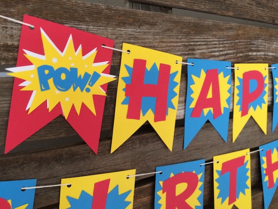 Superhero Birthday Banner Superman Banner Superman Birthday Etsy