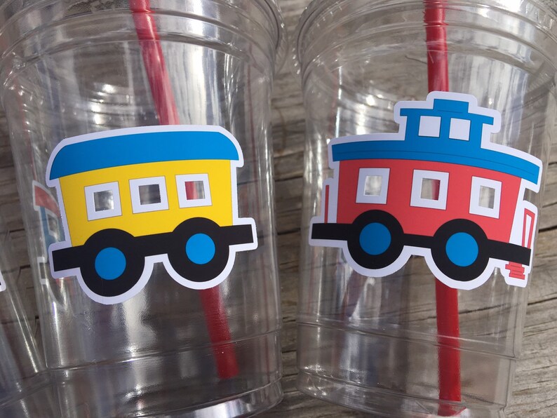 Train Party Cups Train Cups Train Party Decorations Train Etsy