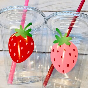 Vasos de fresa para fiesta: primer cumpleaños, baby shower imagen 2