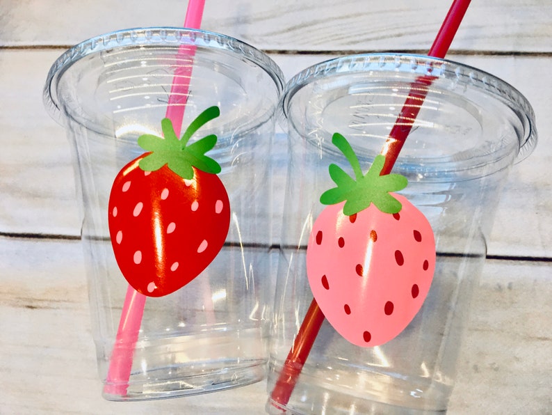 Vasos de fresa para fiesta: primer cumpleaños, baby shower imagen 2