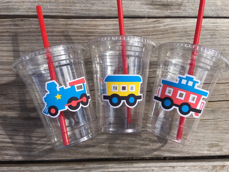 Train Party Cups Train Cups Train Party Decorations Train Etsy