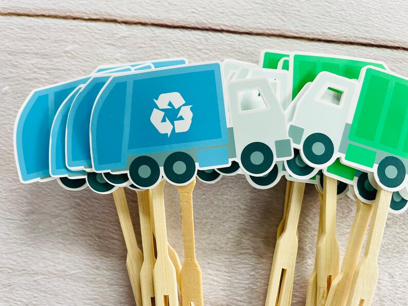 8 Pcs Garbage Truck Cupcake Toppers - Perfect For Trash Truck Themed Birthday Parties & Recycling Decor - View #11