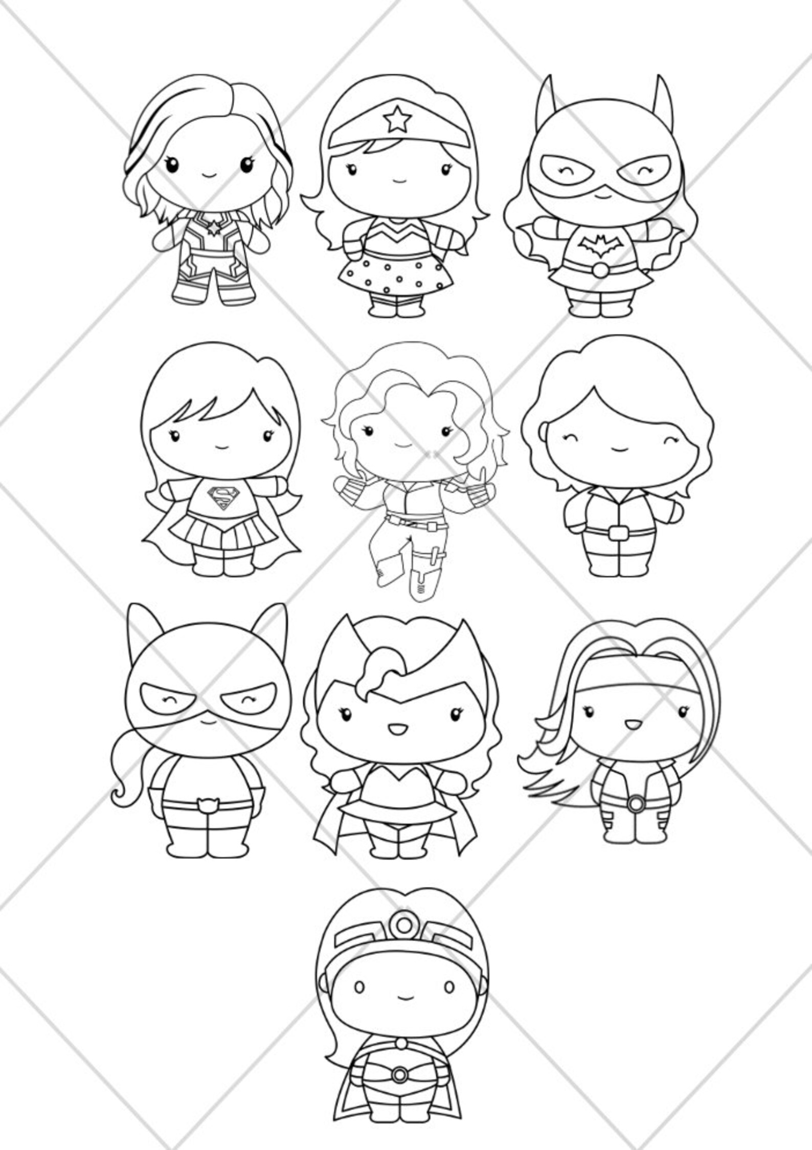 Girl Superhero Coloring Pages Superhero Party Favors - Etsy
