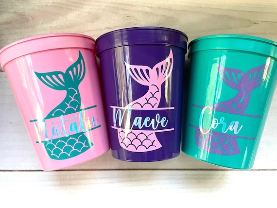 Mermaid Birthday Party Cups Mermaid Party Decorations, Personalized Cups,  Mermaid 1st Birthday, Mermaid Baby Shower, Under the Sea 