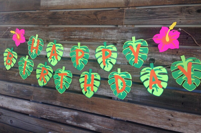 Luau Birthday Banner Luau Banner Luau Birthday Decorations Happy Birthday Banner Luau Party Decorations First Birthday