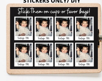 Personalized Photo Stickers, Custom Face Party Decorations, Vintage 40th