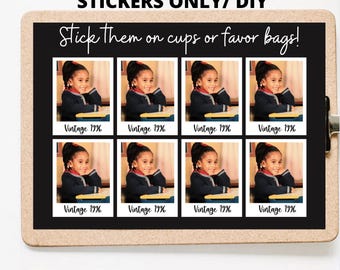 Personalized Photo Stickers, Custom 30th Birthday Party Favors