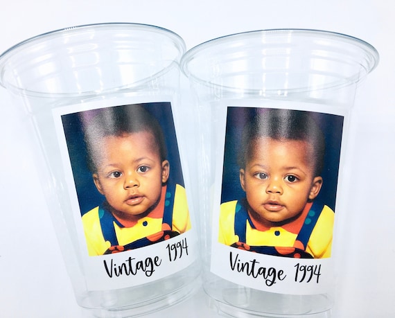 Custom Plastic Cups, Personalized Party Cups, Personalized 30th Birthday,  Custom Face Cups, Custom Face Party Decorations, Vintage 30th 