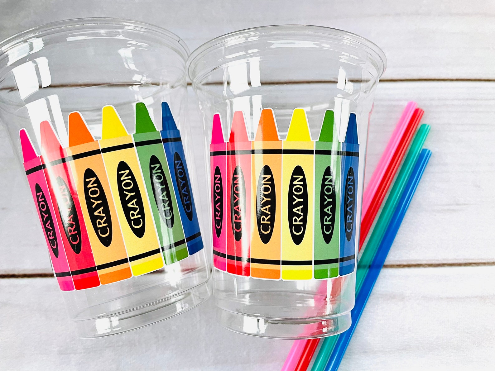 Art Party Cups Crayon Party Cups Art Decorations Happy Etsy
