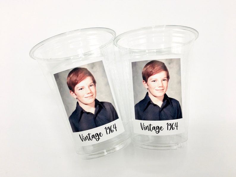 Custom plastic cups, personalized Party cups, Personalized 60th Birthday, Custom face Cups, Custom face party decorations, Vintage 60th image 2