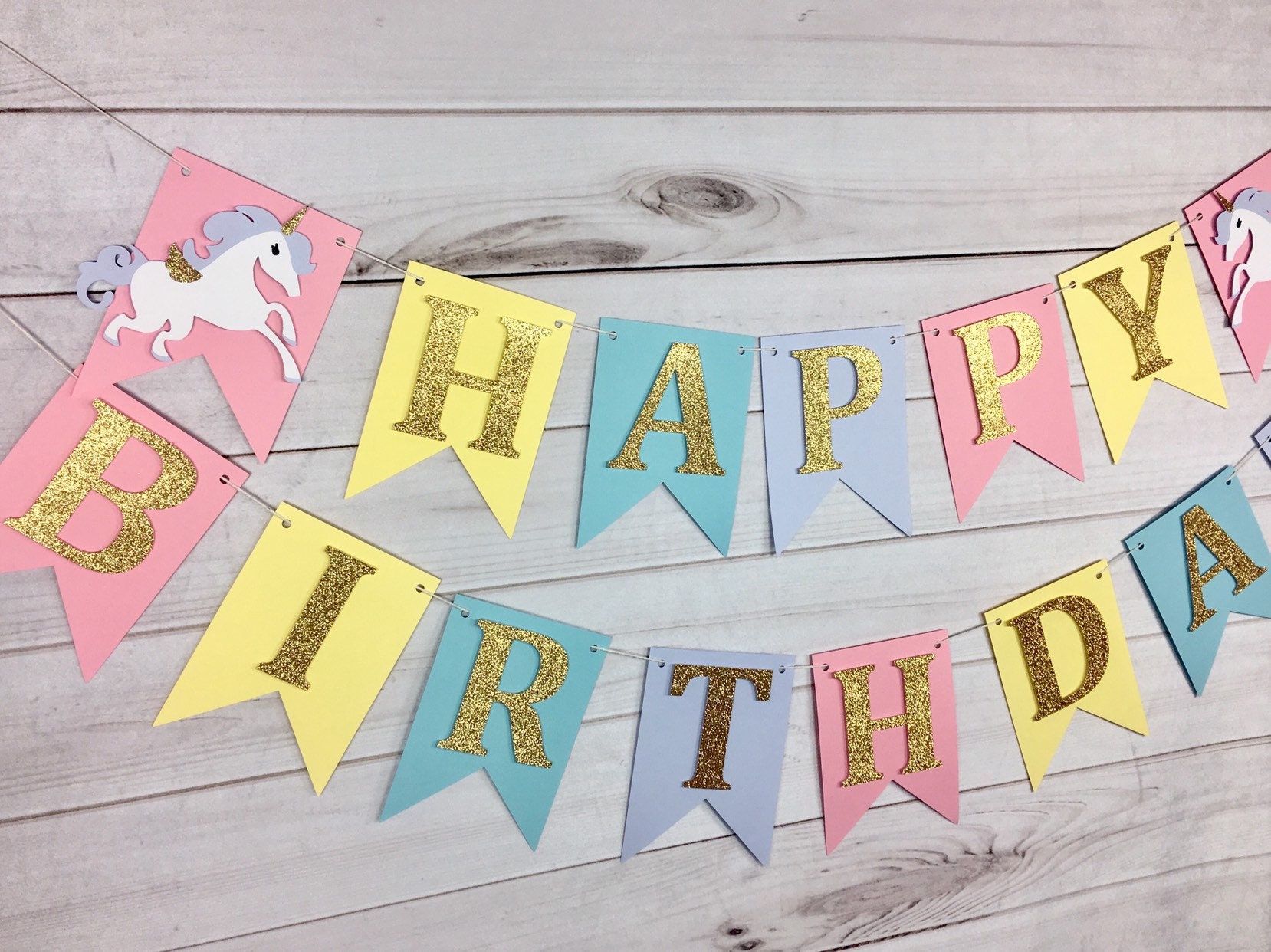 Unicorn Birthday Banner | Unicorn Party Unicorn Happy Birthday Banner…