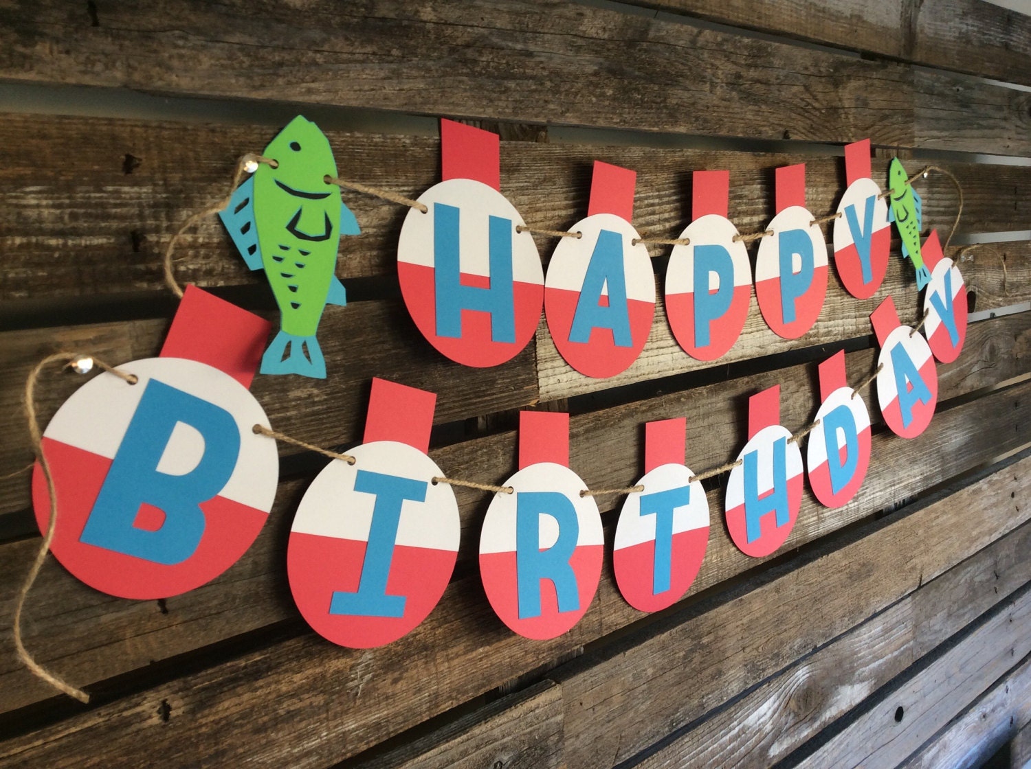 50 Pcs Fish Happy Birthday Banner Gone Fishing Party Decorations