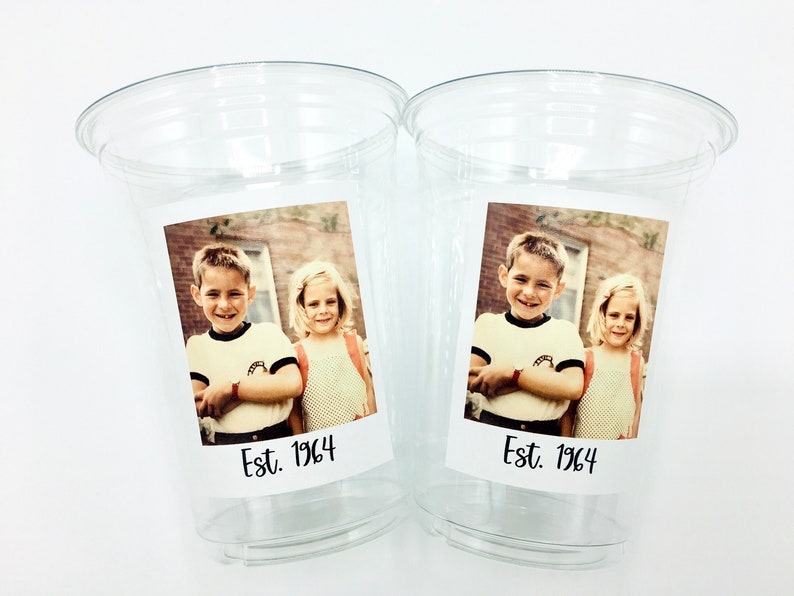 Custom plastic cups, personalized Party cups, Personalized 60th Birthday, Custom face Cups, Custom face party decorations, Vintage 60th image 3