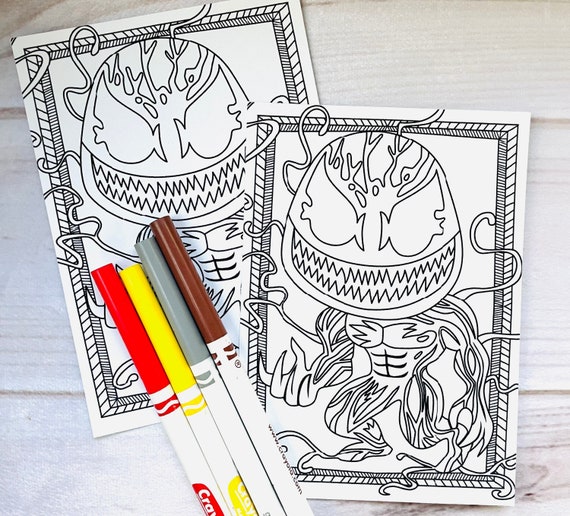 carnage coloring pages superhero party favors superhero etsy denmark