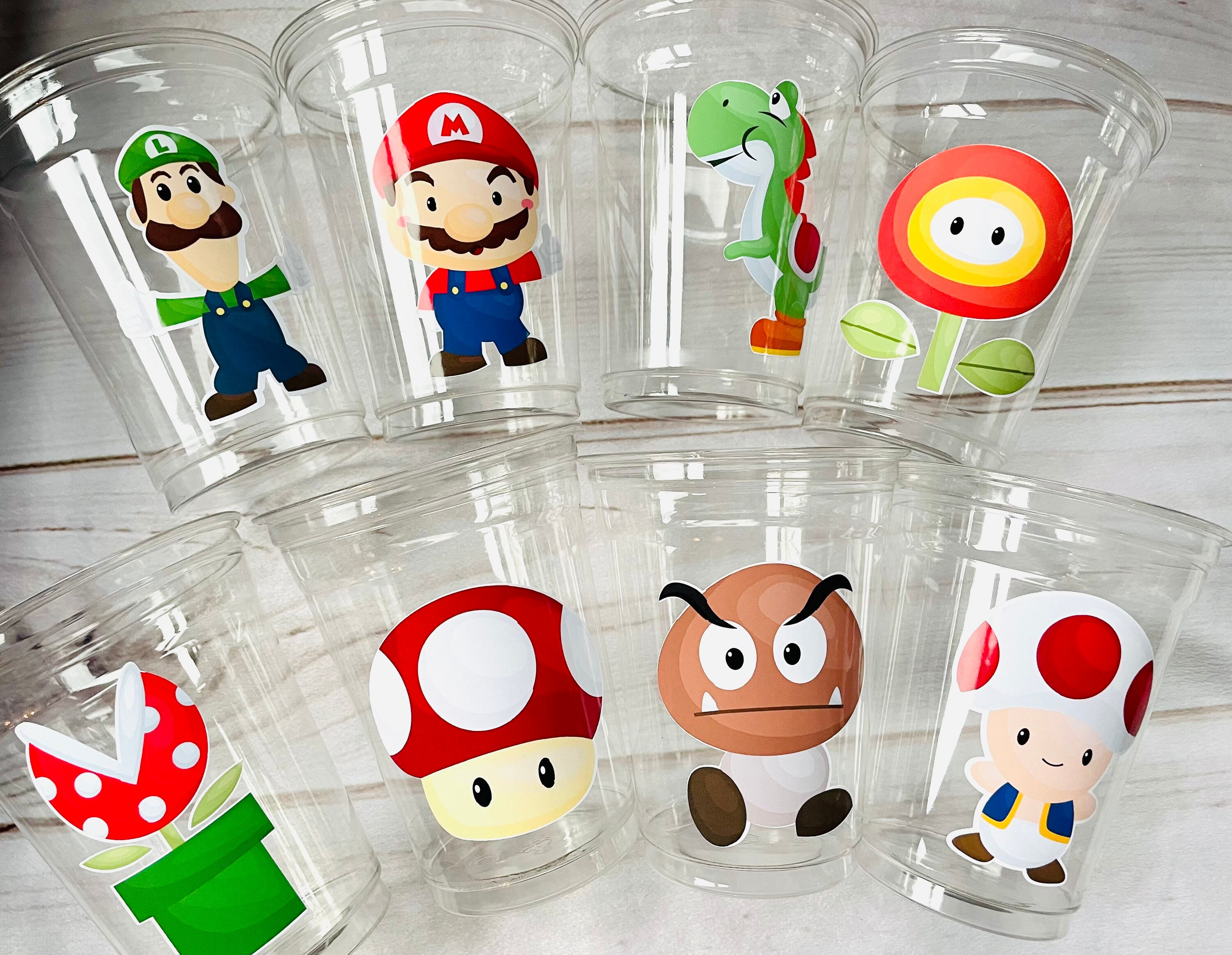 Italian Plumber Cups - Mario Cups, Mario Party Decorations Happy Birt…