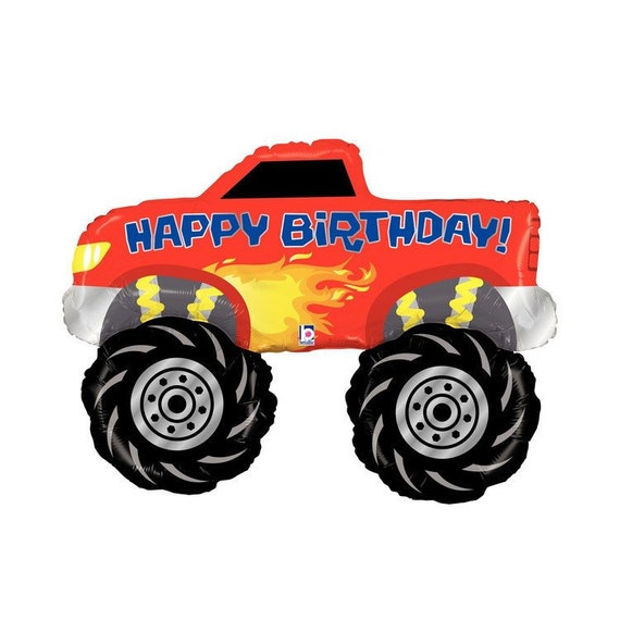 Monster Truck Balloon Truck Party Happy Birthday Monster Etsy