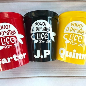 Pirate Party Cups Reusable 16oz Stadium Cups Pirate Favors Pirate Party Cups Pirate Party Decorations Pirate Baby Shower
