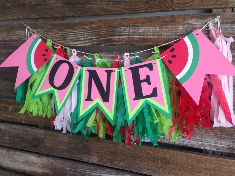 Watermelon Birthday High Chair Banner One In A Melon Image 0