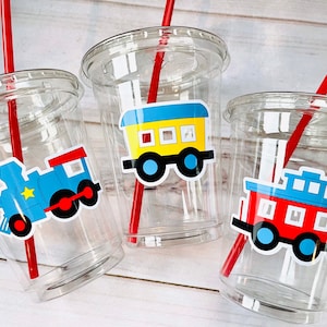 Train Party Cups - Train Cups Train Party Decorations Train Baby Shower Decorations Train Birthday Decorations Baby Sprinkle