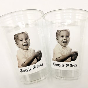 Custom plastic cups, personalized Party cups, Personalized 60th Birthday, Custom face Cups, Custom face party decorations, Vintage 60th image 9