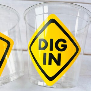 Construction Party Cups, Dig In, Black & Yellow Signs image 2