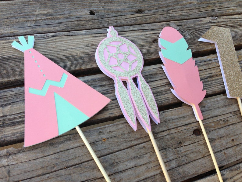 Tribal Party Center Pieces Tribal Center Pieces Tribal Birthday Decorations Teepee Party Happy Birthday Tribal Party Decorations