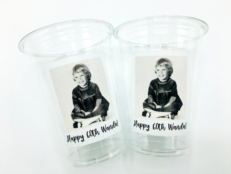 Custom plastic cups, personalized Party cups, Personalized 60th Birthday, Custom face Cups, Custom face party decorations, Vintage 60th image 10