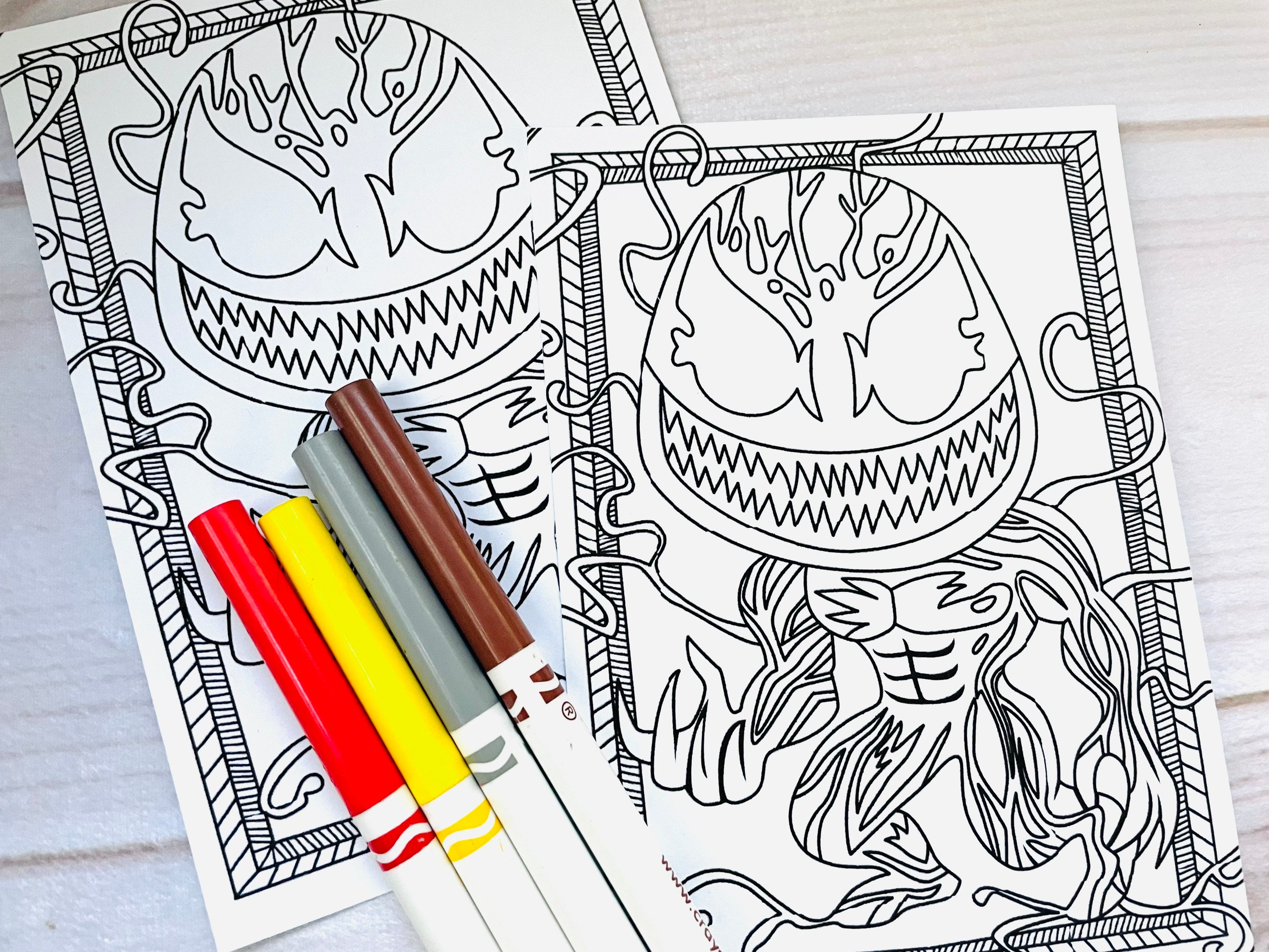 carnage coloring pages superhero party favors superhero etsy denmark