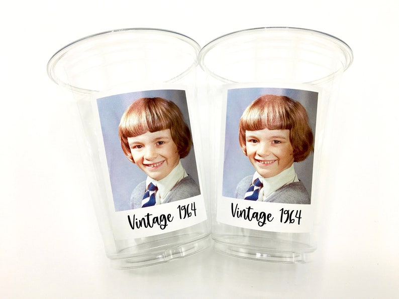 Custom plastic cups, personalized Party cups, Personalized 60th Birthday, Custom face Cups, Custom face party decorations, Vintage 60th image 4