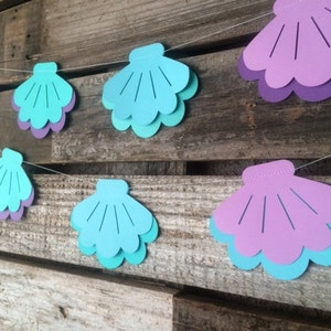 Mermaid Garland | Mermaid Party Decorations Mermaid Baby Shower Decorations Mermaid Birthday Decorations Seashell Garland Under the Sea