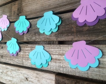 Mermaid Garland | Mermaid Party Decorations Mermaid Baby Shower Decorations Mermaid Birthday Decorations Seashell Garland Under the Sea