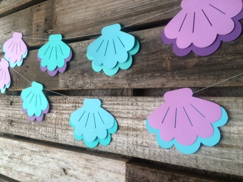 Mermaid Garland Mermaid Party Decorations Mermaid Baby Shower Decorations Mermaid Birthday Decorations Seashell Garland Under the Sea image 1