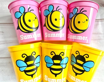 Bumble Bee 1st Birthday, Bumble Bee Party Cups, Bee Birthday Party Cups, Bumble Bee Party Favors, Bumble Bee Baby Shower