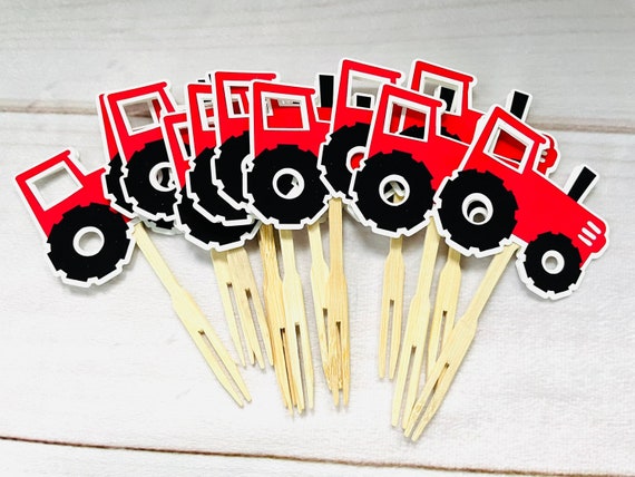 Red Tractor Cupcake Topper Farm Cupcake Toppers Farm Baby | Etsy