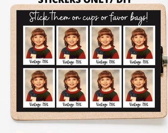 Custom Vintage Photo Stickers, DIY Party Favors, Personalized Stickers